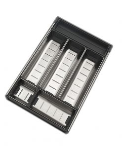 ORGA-LINE Organizador em inox para gavetas, com 6 compartimentos. Profundidade de até 42,6 cm.
