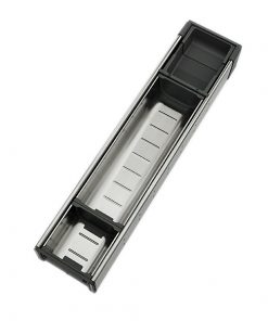 ORGA-LINE Organizador em inox para gavetas, com 3 compartimentos. Profundidade de até 47,6 cm.