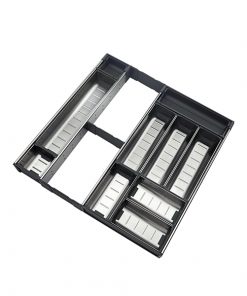 ORGA-LINE Organizador em inox para gavetas, com 12 compartimentos. Profundidade de até 52,6 cm.
